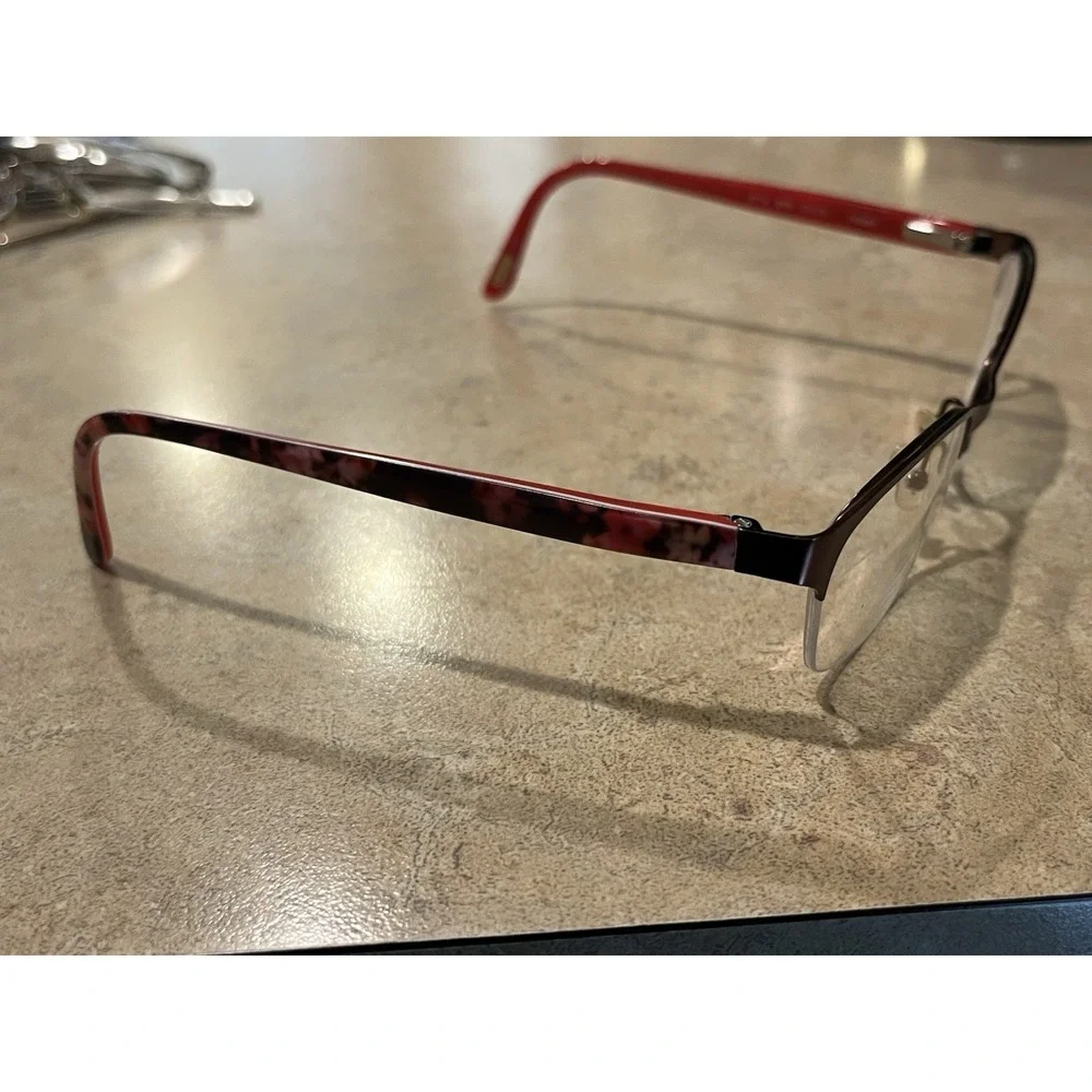 Ted Baker Frame B718 BRN Red Floral 51-16-140mm Half Rim Spring Hinge